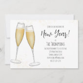 Invitation Champagne de Nouvel An simple QR Code Événements (Devant)