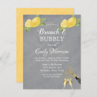 Invitation Champagne de peinture gris citron jaune Brunch & m