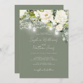 Invitation Champagne de Sage Rustique Mariage Floral (Devant / Derrière)