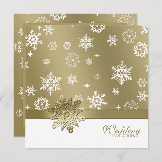 Invitation Champagne d'hiver et Mariage des Snowflakes blancs (Devant / Derrière)