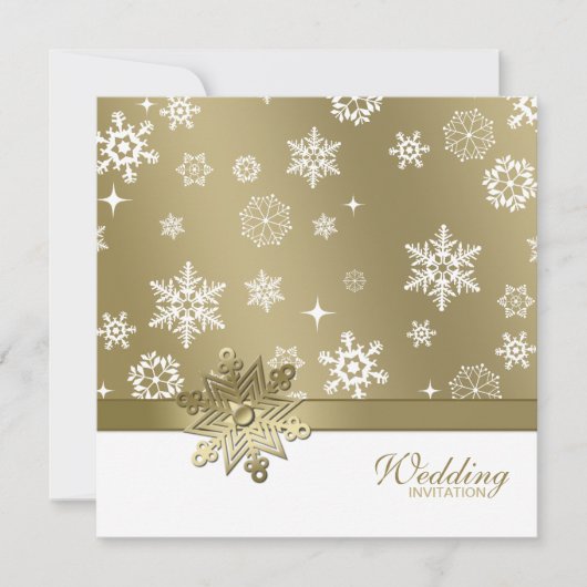 Invitation Champagne d'hiver et Mariage des Snowflakes blancs (Devant)