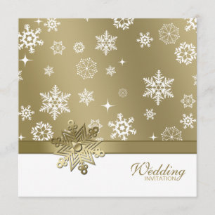 Invitation Champagne d'hiver et Mariage des Snowflakes blancs