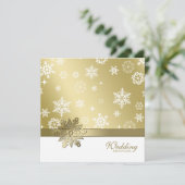 Invitation Champagne d'hiver et Mariage des Snowflakes blancs (Debout devant)
