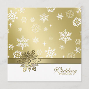 Invitation Champagne d'hiver et Mariage des Snowflakes blancs