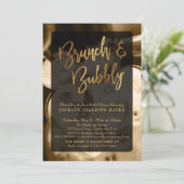 Invitation Champagne d'or Brunch & Bubbly écriture à la main (Debout devant)