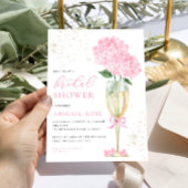 Invitation Champagne d'or Fête des mariées Hydrangea rose