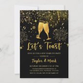 Invitation Champagne d'or Fête du Nouvel An (Devant)