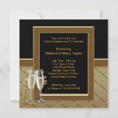 Invitation Champagne d'or Photo 50e anniversaire (Dos)