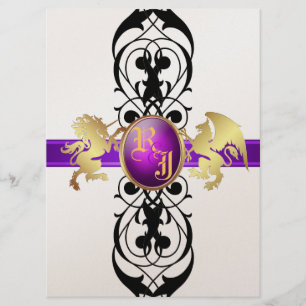 Invitation Champagne d'or Prince et Princesse Purple 6x8
