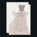 Invitation Champagne d'or Shimmer Parties scintillant Gown Sw<br><div class="desc">Champagne d'or Shimmer Parties scintillant Gown Sweet 16 Parfait pour une Soirée 16,  / 16e Anniversaire Voir Objets correspondants incluant Stickers,  Étiquettes de serviettes et bien plus encore.</div>