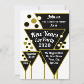 Invitation Champagne d'or, Soirée du Nouvel An (Devant)