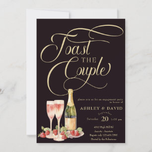Invitation Champagne d'or   Toast   Partie d'engagement