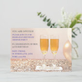 Invitation Champagne d'or violet clair 30e anniversaire (Debout devant)