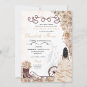 Invitation Champagne d'or Western Princess Charro Quinceañera (Devant)