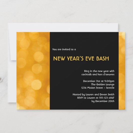 Invitation Champagne doré fête jaune (Devant)