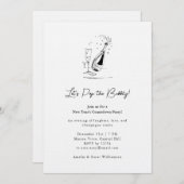 Invitation Champagne Drawing Minimalist New Year's Eve Party (Devant / Derrière)