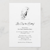 Invitation Champagne Drawing Minimalist New Year's Eve Party (Devant)