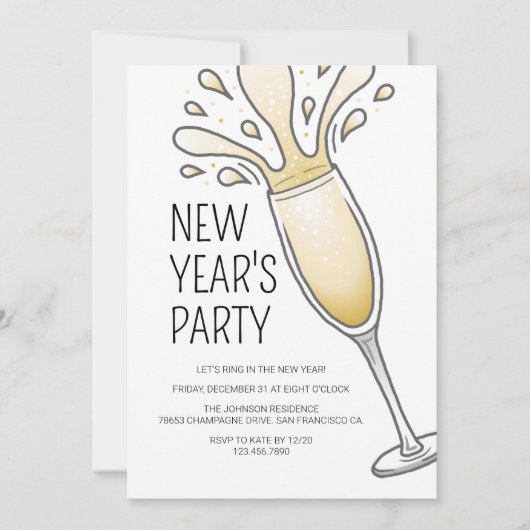 Invitation Champagne du Nouvel An (Devant)