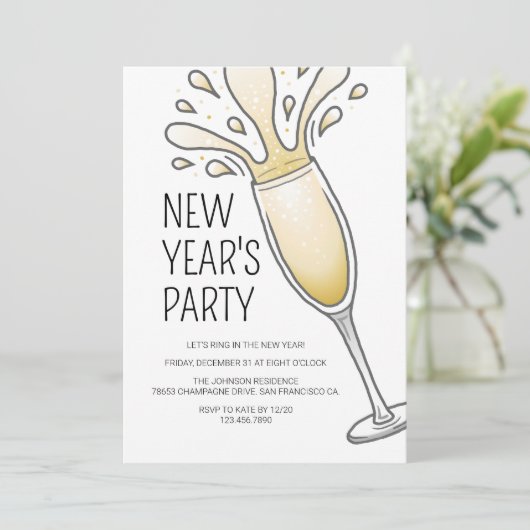 Invitation Champagne du Nouvel An (Debout devant)