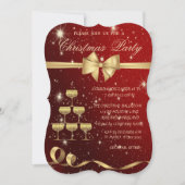 Invitation Champagne en verre, Bois, Rouge, Fête de Noël (Devant)
