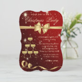 Invitation Champagne en verre, Bois, Rouge, Fête de Noël (Debout devant)