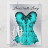 Invitation Champagne et Bachelorette Turquoise Blue Corset (Devant)