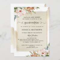 Champagne et Blush rose Floral Quinceañera