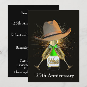 Invitation Champagne et chapeau de cowboy personnalisés de la