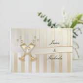 Invitation Champagne et Coeurs Mariages d'or (Debout devant)