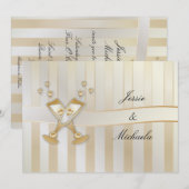 Invitation Champagne et Coeurs Mariages d'or (Devant / Derrière)