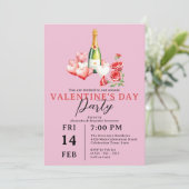 Invitation Champagne et Coeurs rose Saint Valentin (Debout devant)