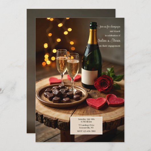 Invitation Champagne et dessert (Devant / Derrière)