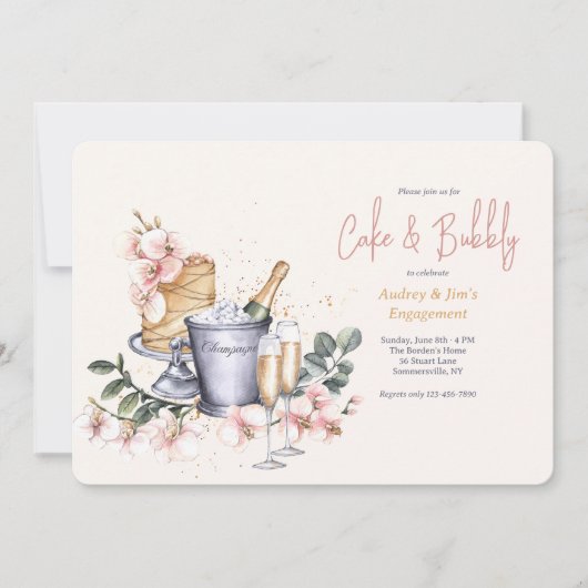 Invitation Champagne et gâteau (Devant)