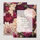 Invitation Champagne et Mariage floral de Bourgogne (Devant / Derrière)