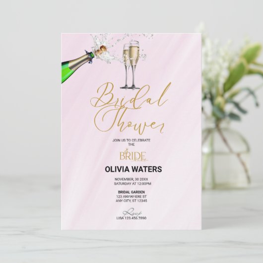 Invitation Champagne | Fête des mariées de script (Debout devant)