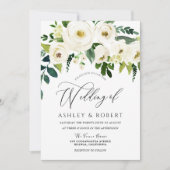 Invitation Champagne Fleurs blanches Elégant Mariage de print (Devant)