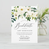 Invitation Champagne Fleurs blanches Élégante Bachelorette Pa (Debout devant)