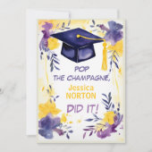 Invitation 🎓Champagne Fleurs de remise de diplômes (Devant)