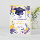 Invitation 🎓Champagne Fleurs de remise de diplômes (Debout devant)