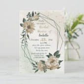 Invitation champagne fleurs verdure douche nuptiale (Debout devant)