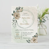 Invitation champagne fleurs verdure mariage (Debout devant)