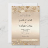 Invitation Champagne Flocons Dorés Luxe Mariage (Devant)