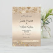 Invitation Champagne Flocons Dorés Luxe Mariage (Debout devant)