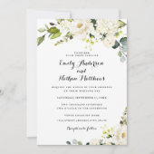 Invitation Champagne Floral Blanc Rustique Mariage (Devant)