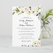 Invitation Champagne Floral Blanc Rustique Mariage (Debout devant)