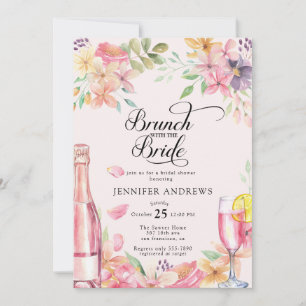 Invitation Champagne floral Brunch pour enterrement de vie