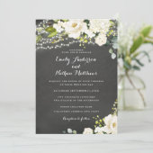 Invitation Champagne Floral Clair Tableau de Mariage (Debout devant)