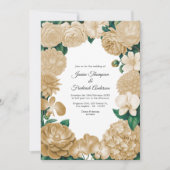 Invitation Champagne Floral Photo and QR Code Wedding (Devant)