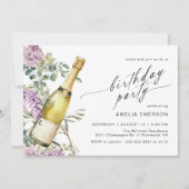 Invitation Champagne Florale Agréable N'Importe Quel Âge Femm (Devant)