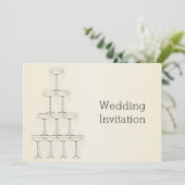 Invitation Champagne Flutes Design Champagne Mariage couleur (Debout devant)